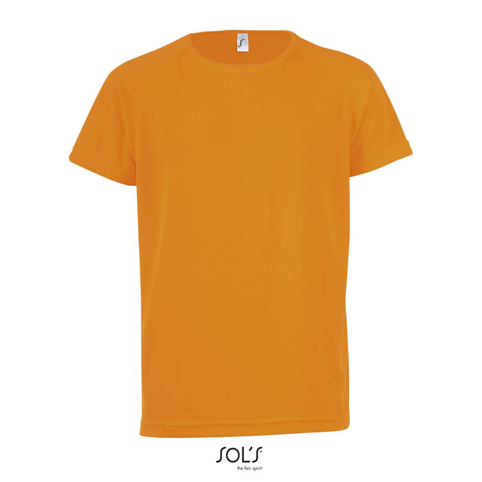 Tshirt enfant respirant publicitaire polyester 140g - SPORTY orange fluo 1